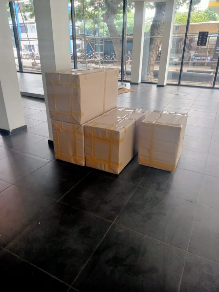 packed cardboard boxes